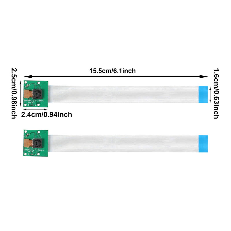  [AUSTRALIA] - 2 Pieces 5 Megapixels 1080p Sensor OV5647 Mini Camera Module with 6 Inch 15 Pin Ribbon Cable Compatible with Raspberry Pi Model A B B+, Pi 2 and Raspberry Pi 3, 3 B+, Pi 4