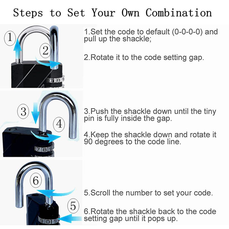  [AUSTRALIA] - ZPLIUST Combination Locks Resettable 4-Digit Outdoor Waterproof Padlock for Gym, School Locker, Fence, Toolbox, Gate, Hasp Storage Lock (Black & Blue 2 Pack) Black & Blue