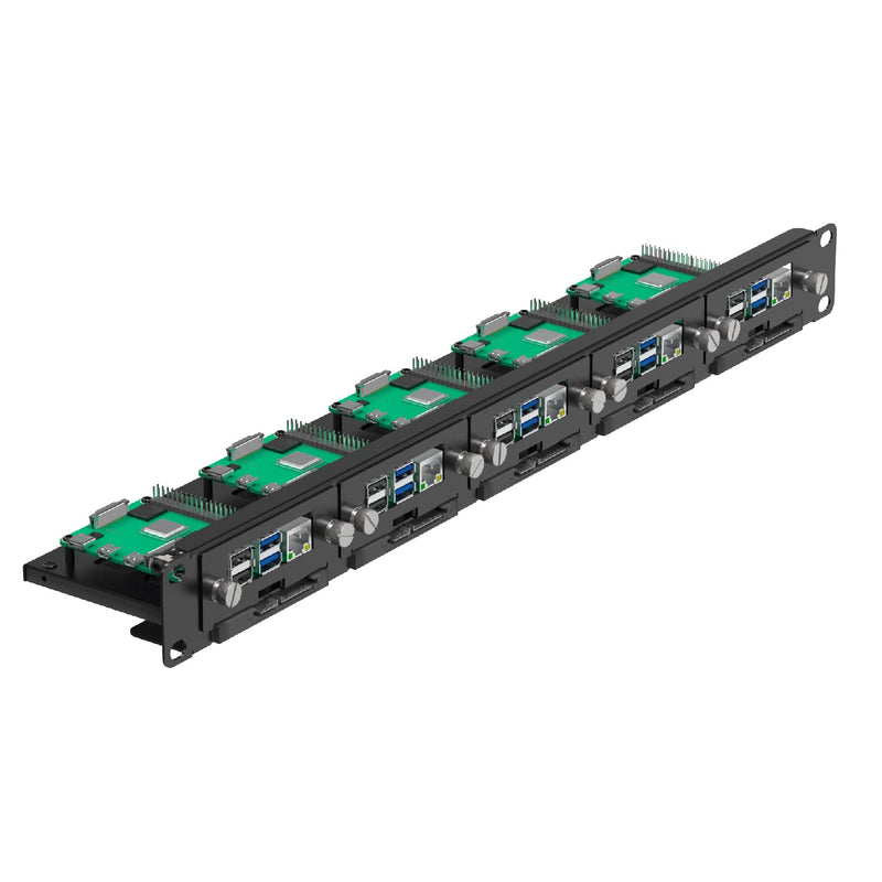  [AUSTRALIA] - UCTRONICS 19" 1U Raspberry Pi Rackmount, SSD Bracket for Any 2.5" SSDs, Hold Up to 5 Raspberry Pi 4B Boards, Front-Removable with Captive Screws Support Up to 5 Pis and SSDs