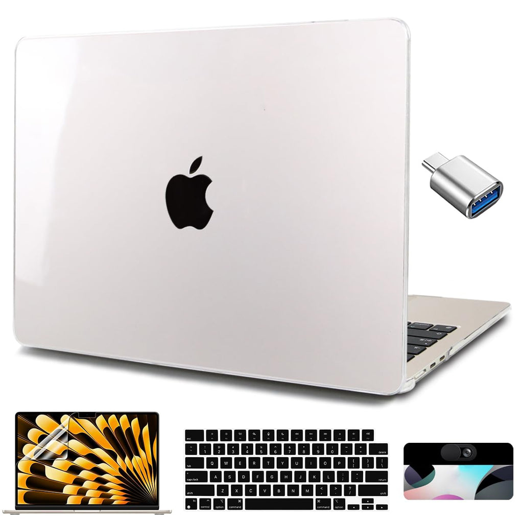  [AUSTRALIA] - CISSOOK for MacBook Air 15 Inch Case M2 Chip 2023 Release, Transparent Hard Shell Case Protective Cover with Keyboard Cover for MacBook Air 15 A2941 with Touch ID - Crystal Clear