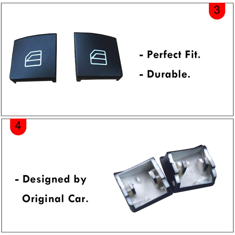 Moonlinks Window Switch Button Covers for Mercedes Benz C C300 C350 W204 E W212 GLK Class GLK350, Front Left and Right Window Switch Repair Button Caps（2 Pieces,Not fit for 2013+） - LeoForward Australia