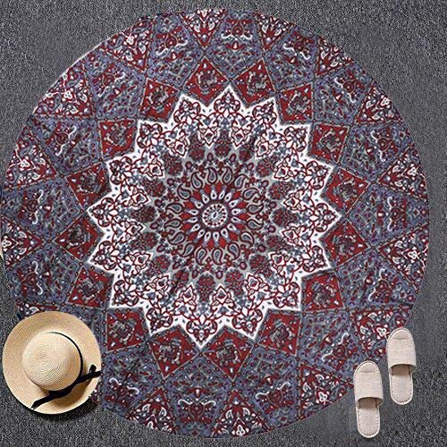  [AUSTRALIA] - GLOBUS CHOICE INC. Round Tapestry Wall Hanging Mandala Tapestries Indian Cotton Hippie Round Tapestry (72 Inches) Grey Round