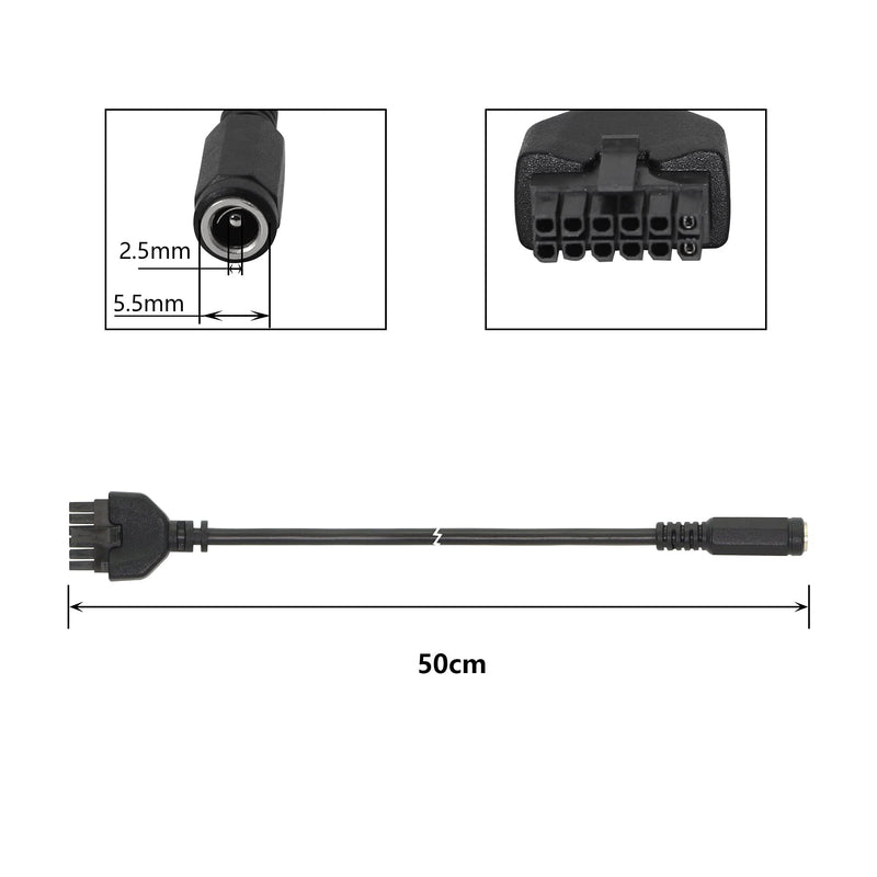  [AUSTRALIA] - CERRXIAN 50cm DC 5.5mm x 2.5mm Female to Molex 12 pin Male Power Cable for Car, LED, PC