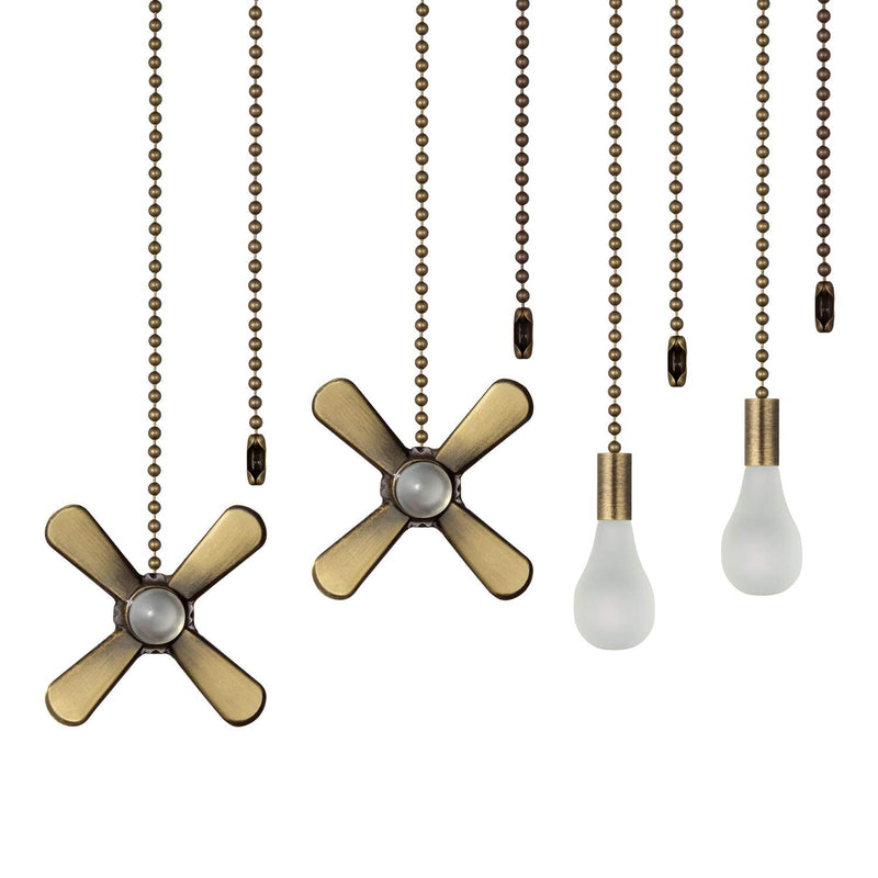  [AUSTRALIA] - ELFCAB Ceiling Fan Pull Chain Set, Including 4Pcs Beaded Ball Fan Pull Chain Pendant, Extra 8Pcs Pull Loop Connectors, 2Pcs 36 inches Fan Pull Chain Extension. (Antique Brass) Antique Brass