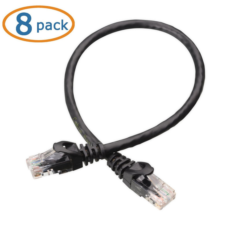 Cable Matters 8-Pack Snagless Short Cat5e Ethernet Cable (Cat5e Cable, Cat 5e Cable) in Black 1 ft 1 Foot - LeoForward Australia
