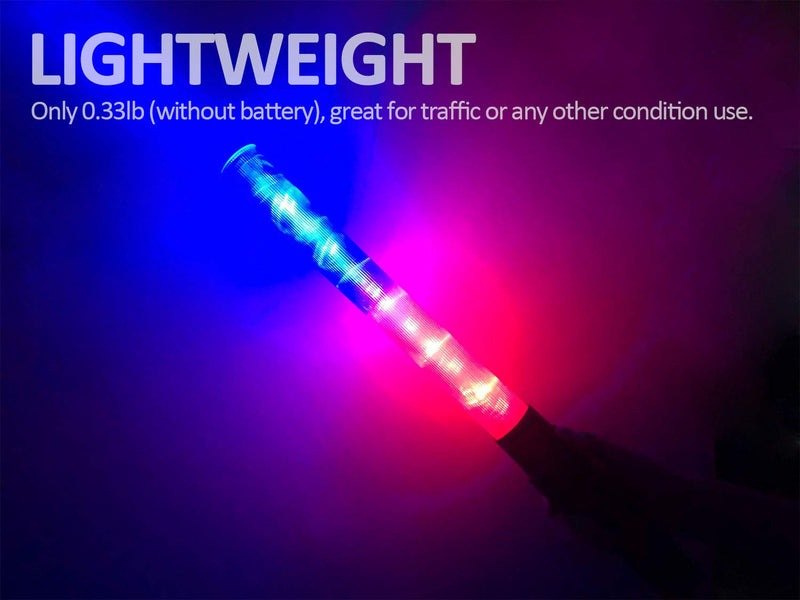  [AUSTRALIA] - 21inch Red and Blue Light Baton 2 PC Signal Traffic Safety Wand Led Light with 3 Flashing Modes for Traffic Control Parking Guide, Using 2 D-Size Batteries (Not Included) ‎blue & Red 2 PACK