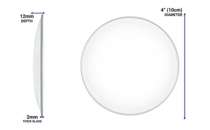 12PK Watch Glass Beaker Covers, 4" (10cm) Diameter - Polished with Ground Edges - Eisco Labs - LeoForward Australia
