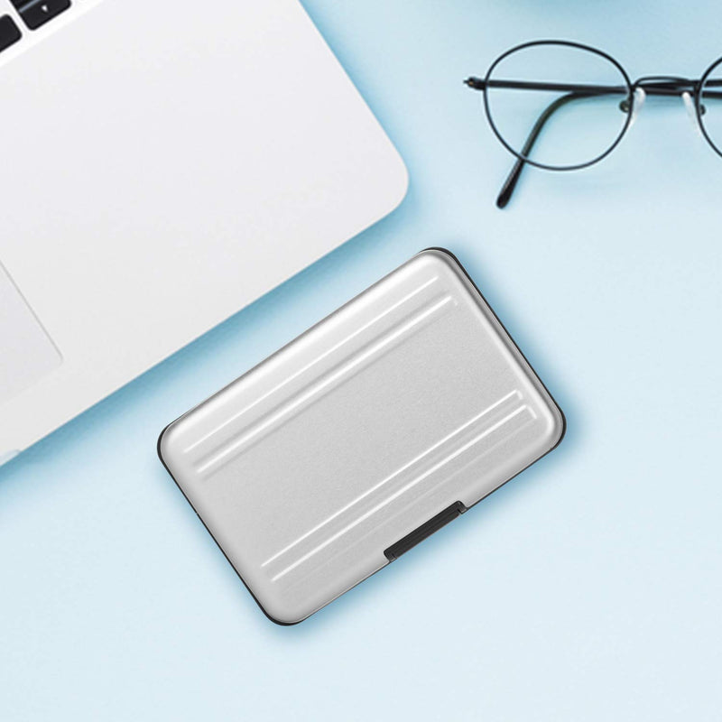  [AUSTRALIA] - Qkenvo Aluminum Shock Resistant Carrying Box Holder Memory Card Storage Box Case Holder 8 Slots for SD SDHC MMC Micro SD TF Cards Silver