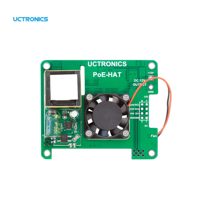  [AUSTRALIA] - UCTRONICS PoE+ HAT for Raspberry Pi 4B, 802.3at Power Over Ethernet Expansion Board for Raspberry Pi 4 B 3 B+, with Cooling Fan