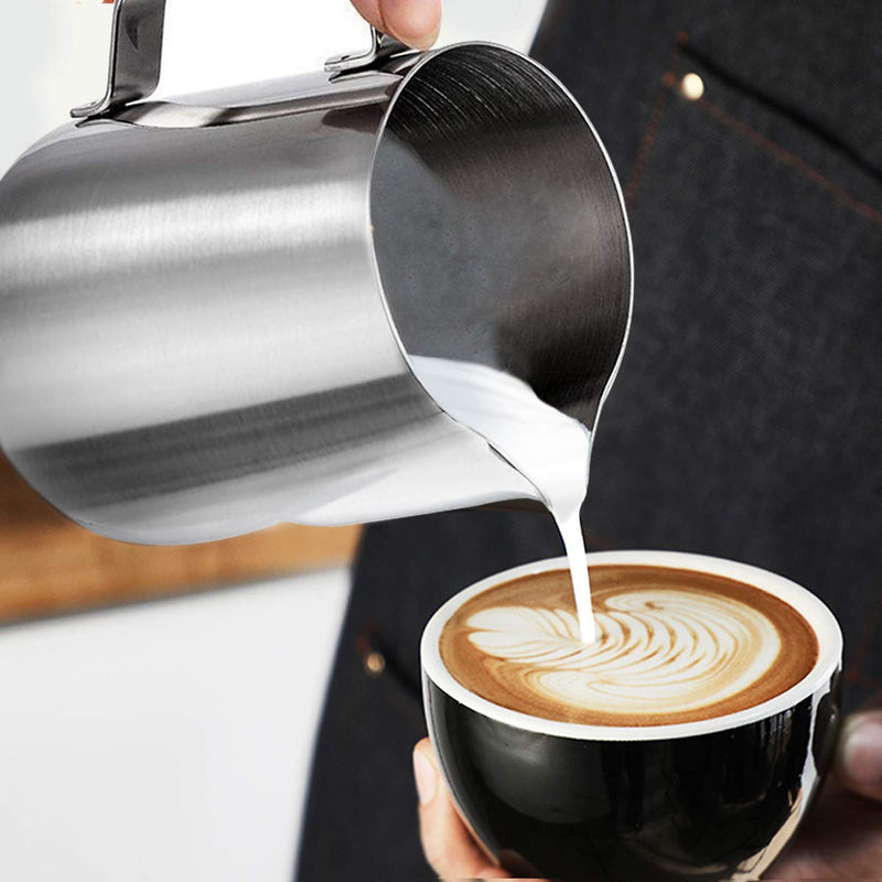  [AUSTRALIA] - Milk Frothing Pitcher, ENLOY Stainless Steel Creamer Frothing Pitcher, Perfect for Espresso Machines, Milk Frothers, Latte Art 12 oz (350 ml) Small Frosting Silver(12oz/350ml)