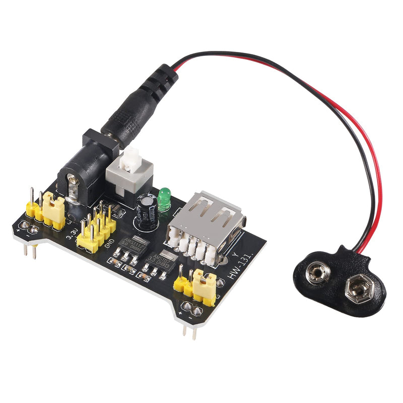  [AUSTRALIA] - AITIAO 6Pcs MB102 3.3V/5V Solderless Breadboard Power Supply Module with 6Pcs 9V Battery Clip Buckle T-Type Power Cable Male 2.1MM DC Jack Plug for Arduino Nano
