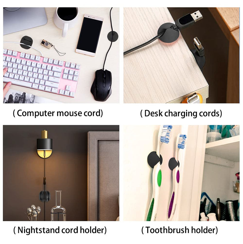  [AUSTRALIA] - Cable Clips Black, Self Adhesive Cable Drop 12 Pack Desk Wire Clips for All Your Computer, Electrical, Charging or Mouse Cord