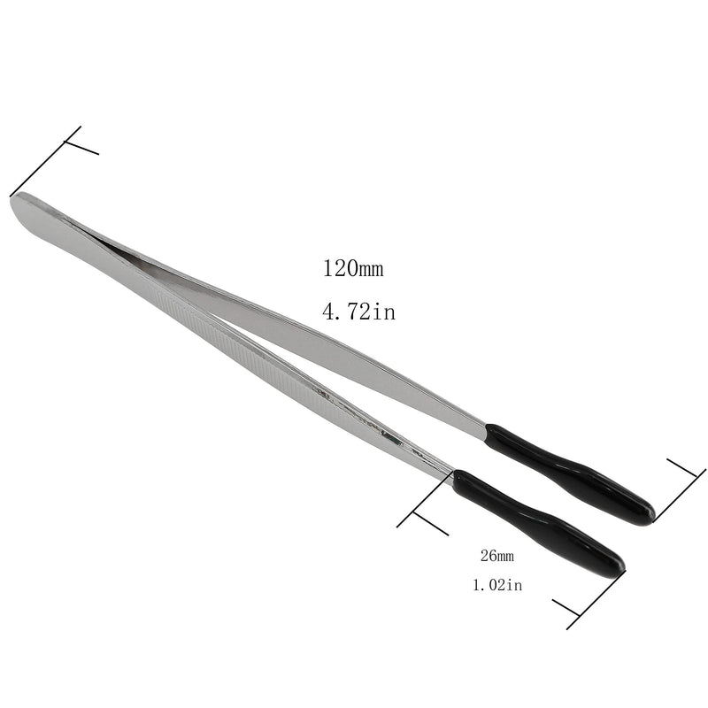  [AUSTRALIA] - Longdex 430 Stainless Steel Tweezer 150mm Bead and Pearl Holding Handling Tweezers with PVC Rubber Coated Tip for Jewelry Repair Making