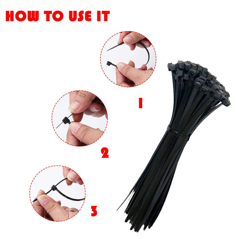  [AUSTRALIA] - POLARHAWK Black Tie Wraps Heavy Duty Cable Zip Ties Self-Locking Plastic Wire Ties (100pcs