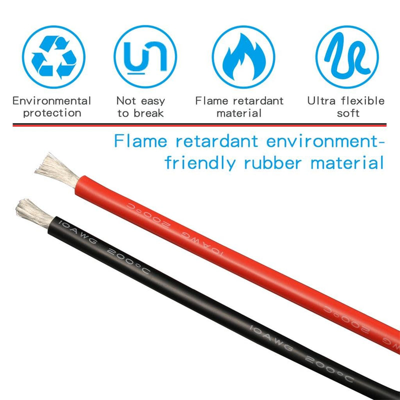  [AUSTRALIA] - BNTECHGO 10 Gauge Silicone Wire 10 ft red and 10 ft Black Flexible 10 AWG Stranded Copper Wire 10 gauge 10ft red and 10ft black silicone wire red and black