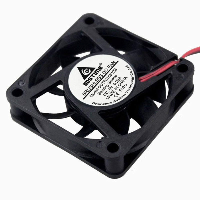  [AUSTRALIA] - GDSTIME 60mm x 60mm x 15mm 5V 2PIN DC Brushless Cooling Fan