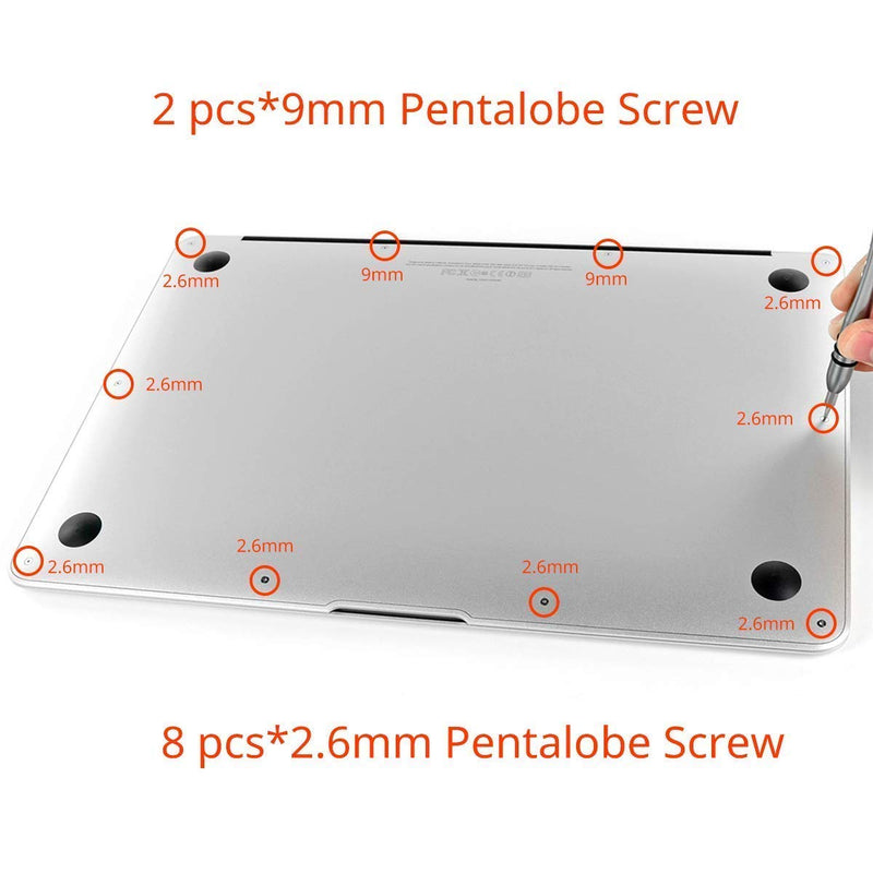  [AUSTRALIA] - GODSHARK Replacement Screws Set for MacBook Air 13 inch A1369 A1466 2010 to 2017, 10pcs Unibody Bottom Case Cover P5 Pentalobe Repair Replacement Notebook Laptop PC Computer Screw