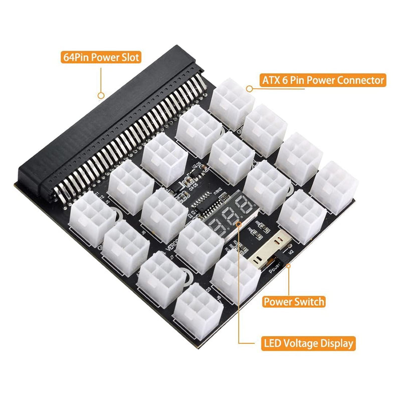  [AUSTRALIA] - Chenyang CY Server PSU Power Supply Breakout Board Adapter 1200W with 17 Ports ATX 6 Pin for DPS-800GB 1200FB 1200QB PSU Power to 17x6Pin