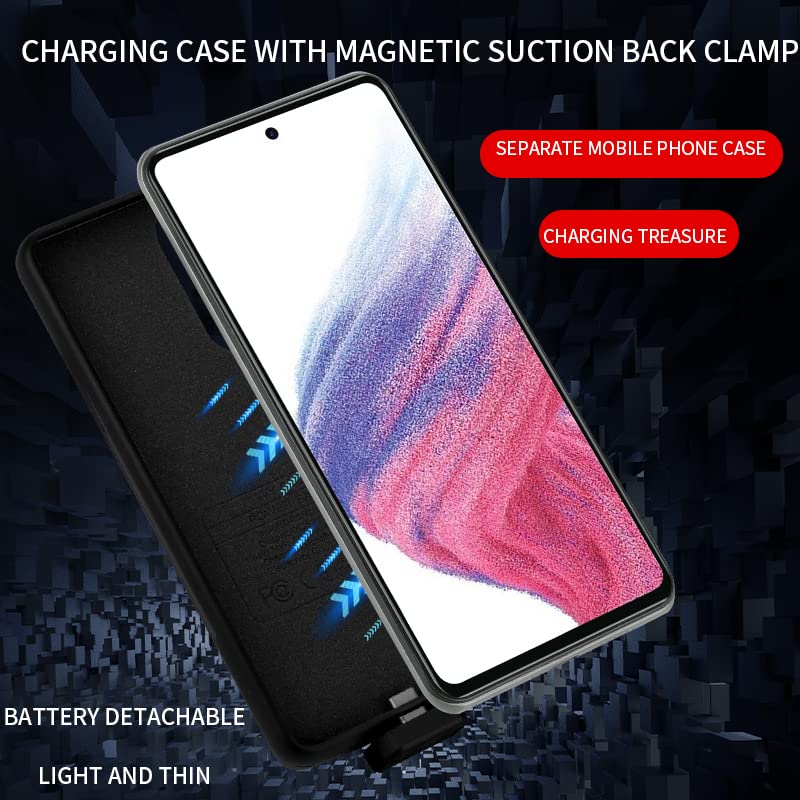  [AUSTRALIA] - Galaxy A53 Battery Case, 5000mAh Extended External Backup Battery Charger Case for Samsung Galaxy A53 Portable Rechargeable Power Bank Battery Charging Case Pack, Added 100+% Extral Juice Black