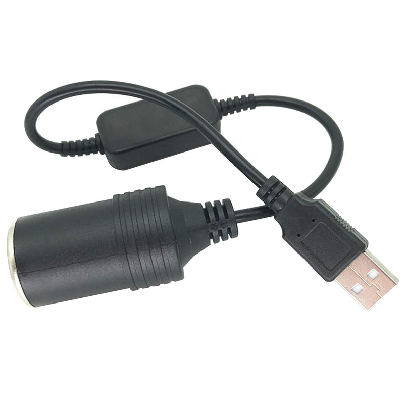  [AUSTRALIA] - OUOU USB A Male to 12V Car Cigarette Lighter Socket Female Step Up Cable Inverter Converter Car Cigarette Lighters Compatible Driving Recorder GPS E-Dog Etc-Black 0.3m/0.98ft