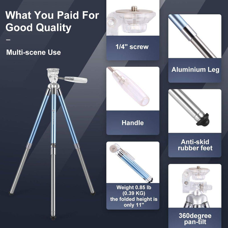  [AUSTRALIA] - Fotopro Tripod for iPhone, 39.5 Inch Phone Tripods, Lightweight Tripod with Bluetooth Remote/Smartphone Mount, Portable Tripod for Samsung, Huawei (Blue) 39.5 " Phone Tripod