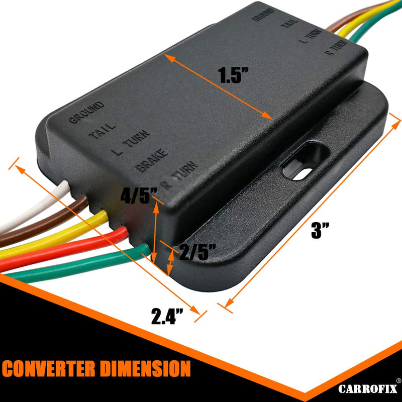  [AUSTRALIA] - CARROFIX LED Compatible Taillight Converter with 20" Inches Leads and 60" Inches 4-Wire Flat Extension Vehicle End Connector