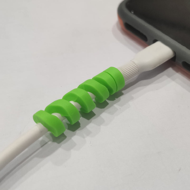  [AUSTRALIA] - Xiaoyztan 100 Pcs Spiral Cable Protective Sleeves Silicone Flexible Wire Protector, Suitable for All Types of Electronic Data Lines (Green)