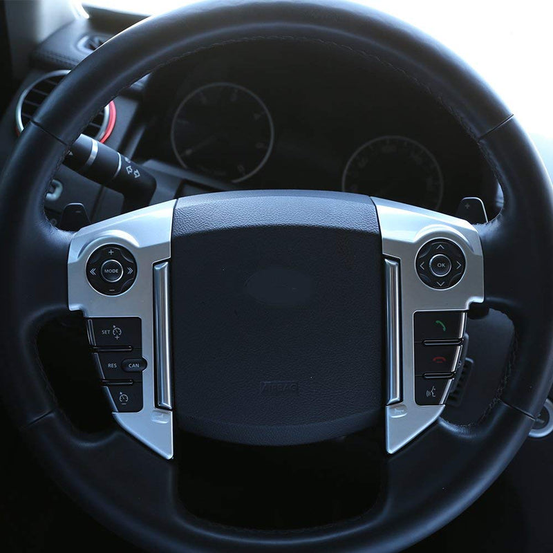  [AUSTRALIA] - YIWANG ABS Chrome Car Steering Wheel Cover Trim 3D Sticker 2pcs For Land Rover Range Rover Sport 2010-2013 Car Accessories (Matte Silver) Matte Silver