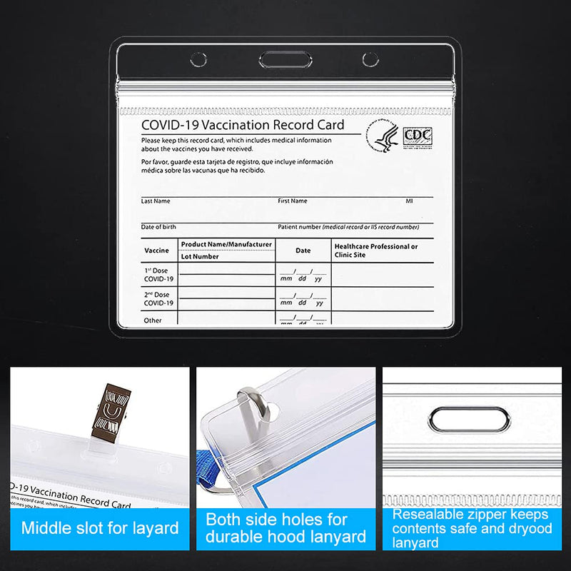  [AUSTRALIA] - 10 Pack- Card Protector 4.33 X 3.5 in for Card Record, Clear Vinyl Plastic Sleeve with Waterproof Card Holder with 3 Lanyard Slots, Resealable Zip (10 PCS) 10