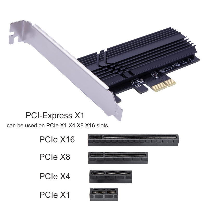  [AUSTRALIA] - Mailiya Nvme M.2 PCIe Adapter, PCIe 3.0 x1 SSD Adapter - Support NVMe/AHCI PCIe M.2 SSD 2280, 2260, 2242, 2230, Upgraded M.2 Heatsink(E603)