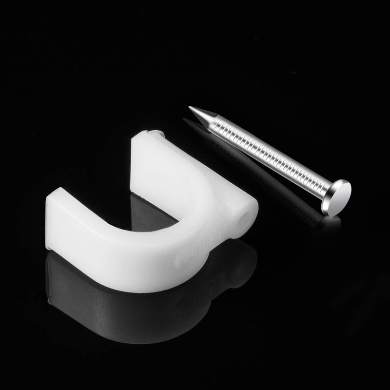  [AUSTRALIA] - White Cable Clips Nails, Wire Nail Clamps Cable Staples for Ethernet Cable RG6 RG59 CAT5 CAT6 RJ45 TV (300 Pieces, 6 mm/ 8 mm/ 10 mm) 300 Pieces