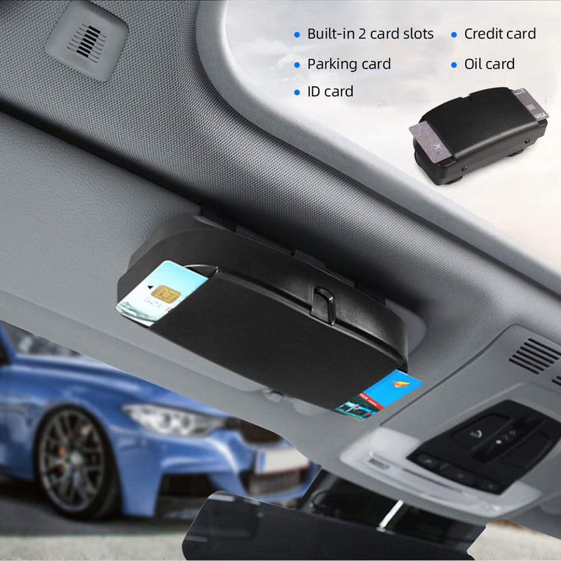  [AUSTRALIA] - Number-One Car Visor Sunglass Case Holder Clip, Eye Glasses Storage Box with Double Card Slots Car Sunglasses Organizer Mount General for All Car Models (Black)