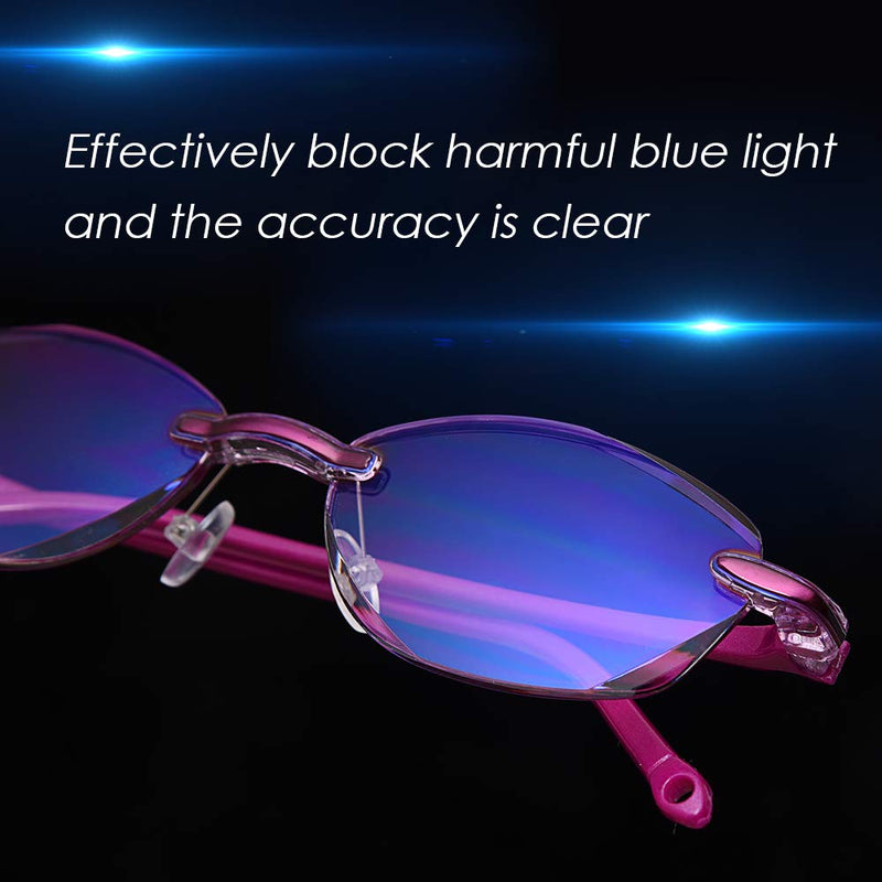  [AUSTRALIA] - LUFF Premium Computer Reading Glasses Blue Light Blocking Diamond Cut Edge Design Spectacle Readers for Women Pink 2.0 x