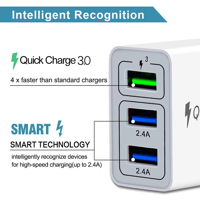  [AUSTRALIA] - Fast Wall Charger QC 3.0 USB Quick Charge 3 Ports Tablet iPad Phone Charger Adapter Travel Plug Compatible iPhone X/Xs/XS Max/XR/8/8+/7P/7/6/5 Samsung S8/S7/S6/Edge/LG HTC
