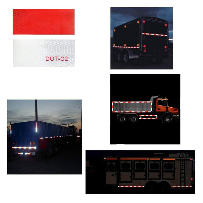  [AUSTRALIA] - Onerbuy Waterproof Reflective Safety Tape Hazard Caution Warning Sticker High Visibility Strong Adhesive Reflector Roll for Cars, Trucks, Trailers, 6M/20ft, Red & White 6M-Red/White