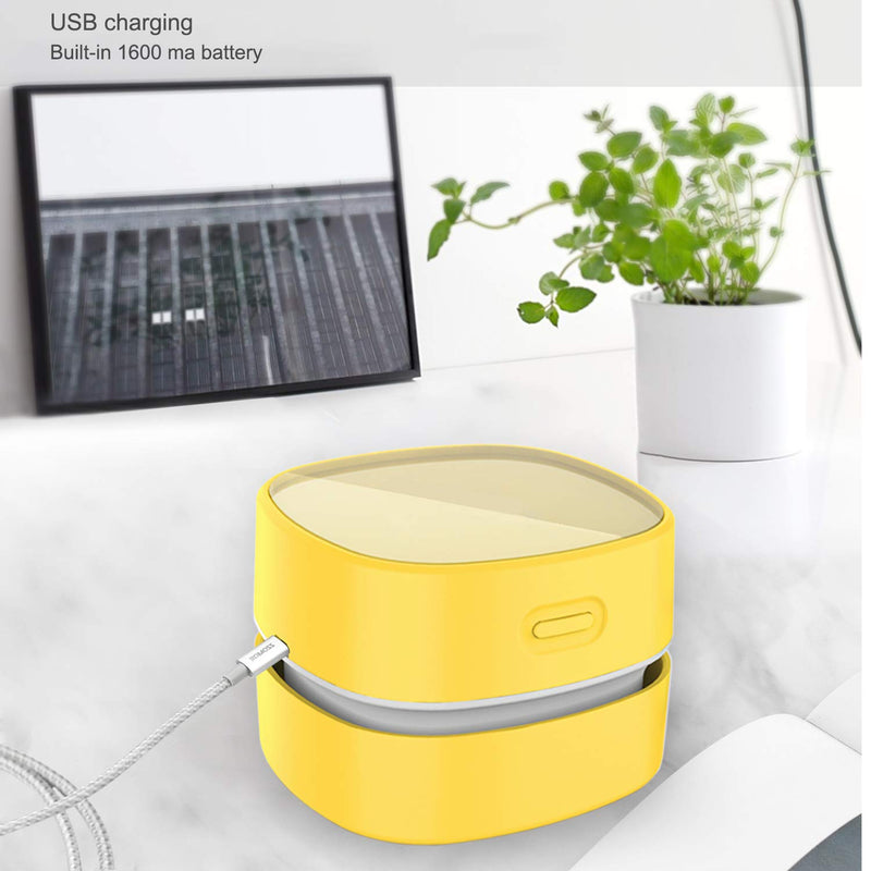 [AUSTRALIA] - ODISTAR Desktop Vacuum cleaner,Mini table dust sweeper Energy Saving with auto power-off function,High endurance up to 400 mins,Cordless&360º Rotatable Design for Keyboard/Home/Offic (Yellow charging) Yellow Charging