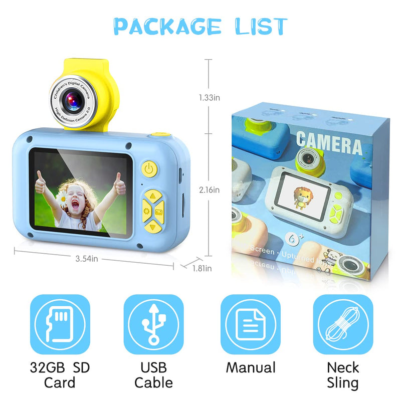  [AUSTRALIA] - Kid Camera,ARNSSIEN Camera for Kid,2.4in IPS Screen Digital Camera,180°Flip Len Student Camera,Children Selfie Camera with Playback Game,Christmas/Birthday Gift for 4 5 6 7 8 9 10 11 Year Old Girl Boy Blue