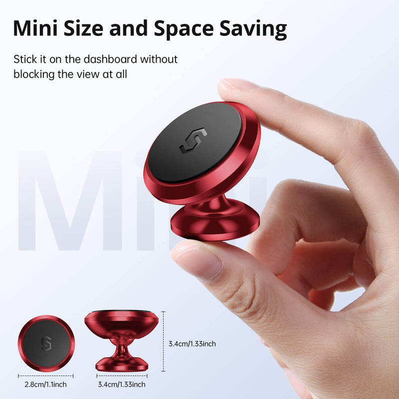  [AUSTRALIA] - Magnetic Phone Car Mount, Syncwire Car Phone Holder for Dashboard, Cell Phone Car Kits, 360° Adjustable Magnet Cell Phone Mount Compatible with iPhone, Samsung, LG, GPS, Mini Tablet - Red