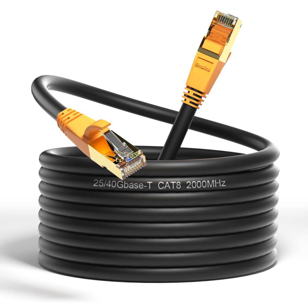  [AUSTRALIA] - Ethernet Cable 20 ft, Cat 8 High Speed 40Gbps 2000Mhz Internet Gigabit Patch Cable Cord with Gold Plated RJ45 Cable Connector for Gaming PC TV PS4 Modem Router Mac Laptop POE PC TV Xbox Movie - Black Cat8 20ft 1pack