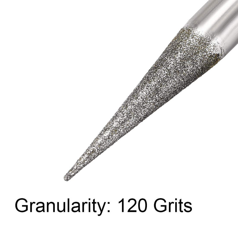 uxcell Diamond Burrs Bits Grinding Drill Carving Rotary Tool for Glass Stone Ceramic 120 Grit 1/4" Shank 6mm Pointed 5 Pcs - LeoForward Australia