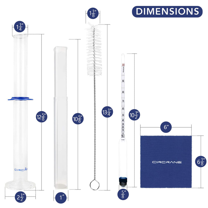 Circrane 0-200 Proof & Tralle Alcohol Hydrometer with Glass Test Jar Kit, Accurate Tester & Glass Cylinder for Liquor, Distilling Moonshine Alcoholmeter Set - LeoForward Australia