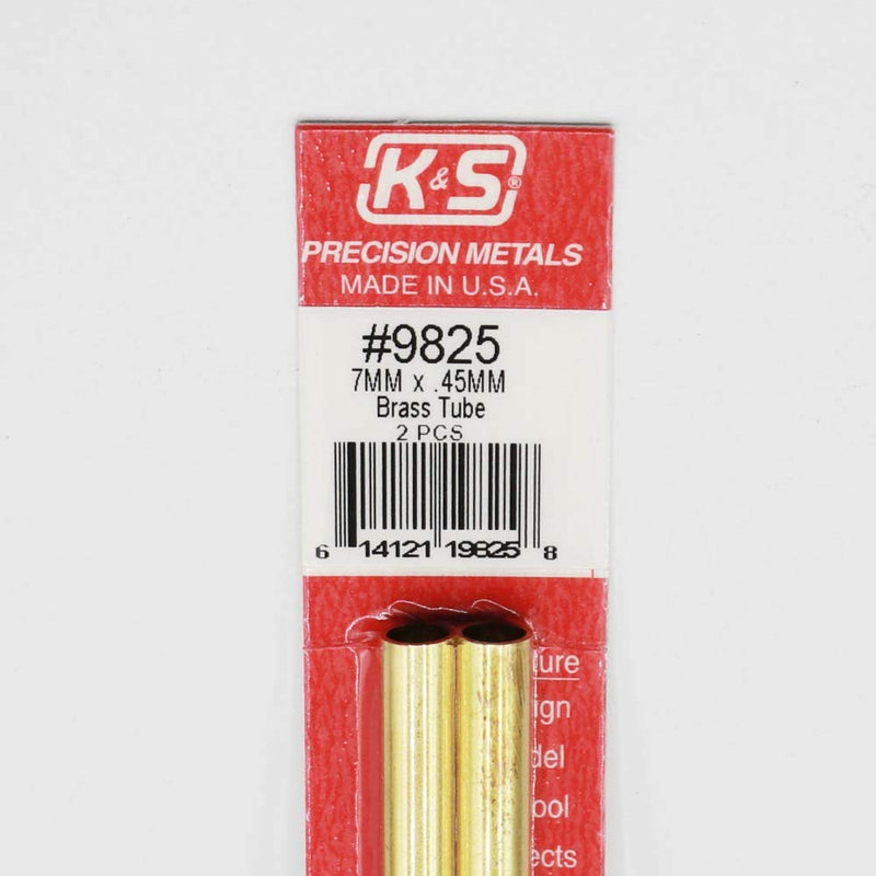 K&S Precision Metals 9825 Round Brass Tube, 7mm O.D. X .45mm Wall Thickness X 300mm Long, 2 Pieces per Pack, Made in The USA - LeoForward Australia