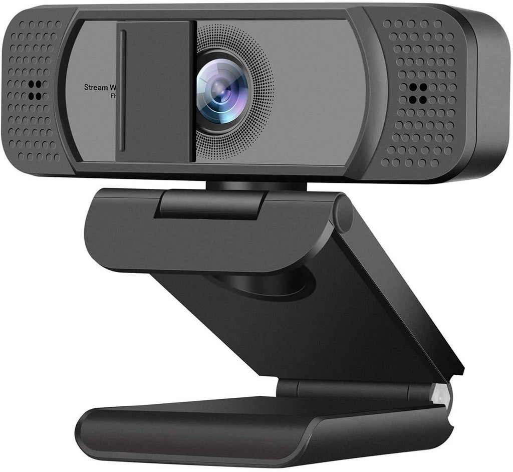  [AUSTRALIA] - Webcam HD 1080p-Streaming Webcam with Privacy Cover for Desktop Computer PC,100° Wide-Angle View with Stereo Microphone, USB Webcam Plug and Play,Low-Light Correction Black