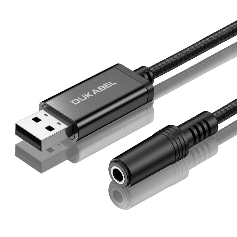  [AUSTRALIA] - DUKABEL USB to 3.5mm Jack Audio Adapter, USB to Aux Cable with TRRS 4-Pole Mic-Supported USB to Headphone AUX Adapter Built-in Chip External Sound Card for PC PS4 PS5 and More [9.8 inch] 9.8 inch / 25 cm