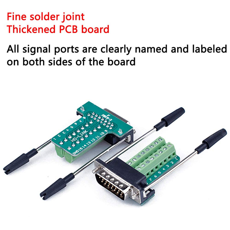 ANMBEST DB15 Solderless Serial to 15-pin Port Terminal Female Adapter Connector Breakout Board with Case Long Bolts Nuts (Female) - LeoForward Australia