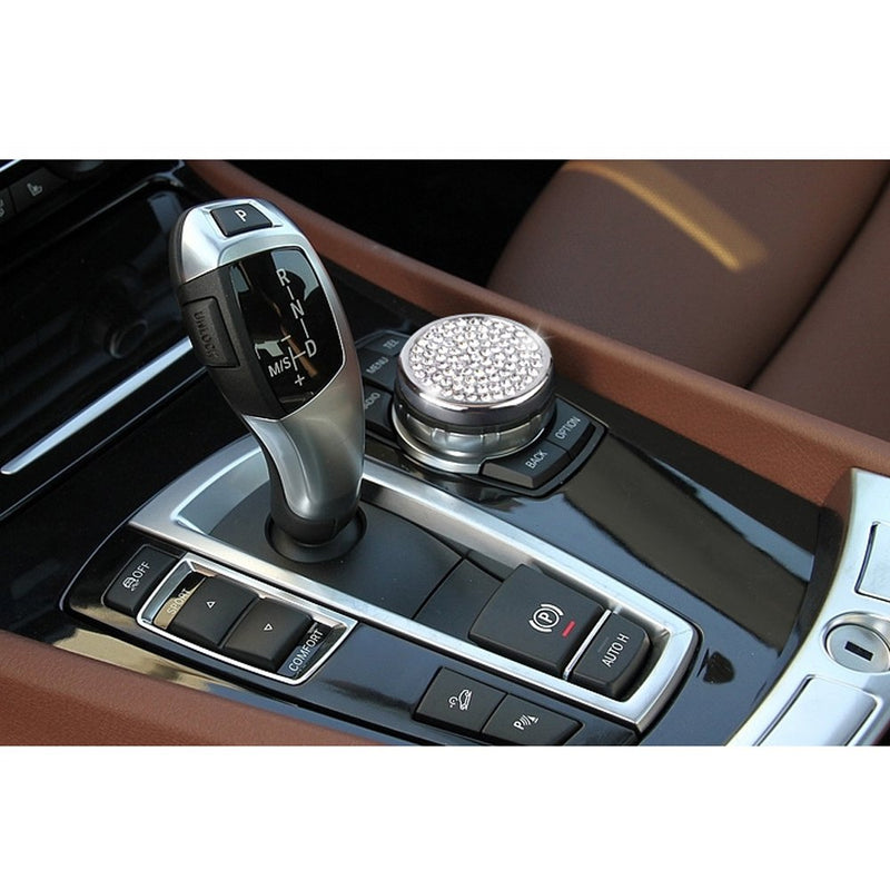 Thor-Ind Car Center Console Multimedia Sound Button iDrive Controller Knob Cover Trim for BMW 1 3 4 5 7 Series X1 X3 X4 X5 X6 2013-2014,Bling Crystal Diamond Interior Accessories (Silver-Small Size) - LeoForward Australia