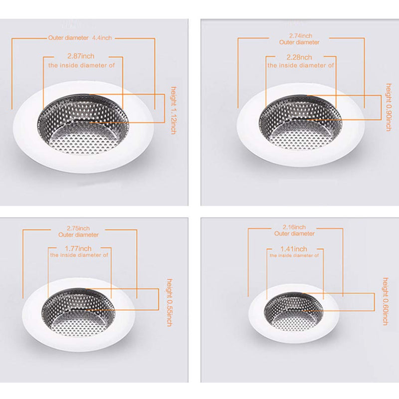  [AUSTRALIA] - Shower Drain(4 Pack), Bathtub Drain Cover, Sink Tub Drain Stopper, Sink Strainer for Kitchen and Bathroom, Hair Stopper for Bathtub Drain Cover Size from 1.5'' to 4.45''. (Silver-Round hole)