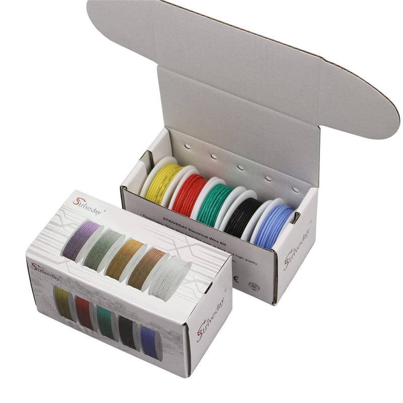  [AUSTRALIA] - Striveday™ 30 AWG Flexible Silicone Wire Electric Wire 30 Gauge Coper Hook Up Wire 300V Cables Electronic Stranded Wire Cable Electrics DIY Box-1 30AWG Silicone wire Box1=Red+Blue+Green+Yellow+Black
