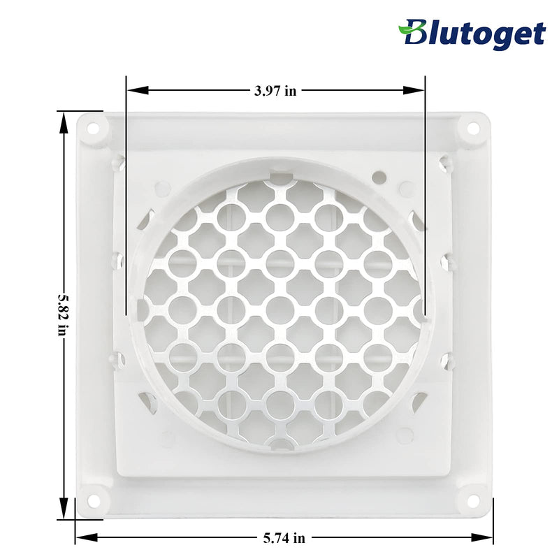  [AUSTRALIA] - 4 Inch Louvered Exhaust Dryer Vent Cover Outdoor Exhaust Cap for 4" Vent Duct Opening - with Aluminum Built-in Pest Guard Screen and Screws by Blutoget