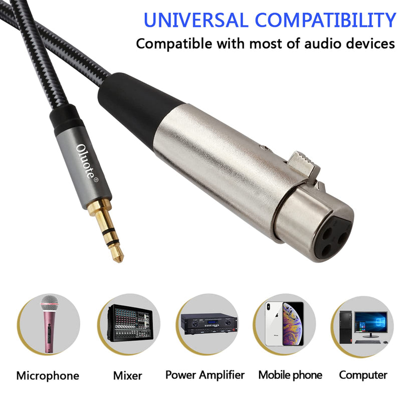  [AUSTRALIA] - Oluote 3 Pin XLR Female to TRS 3.5mm (1/8") Male Microphone Cable, MIC Audio Interconnect Cable for Studio Sound Consoles Jack Lead Balanced Signal Interconnect Cable 3 Pin XLR Female to TRS Male 1.5M/4.92FT